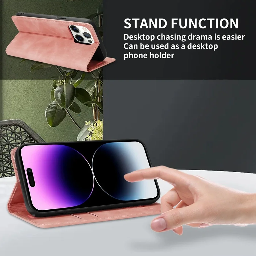 Luxury Magnetic Flip Wallet Case with Card Slot - Leather Design