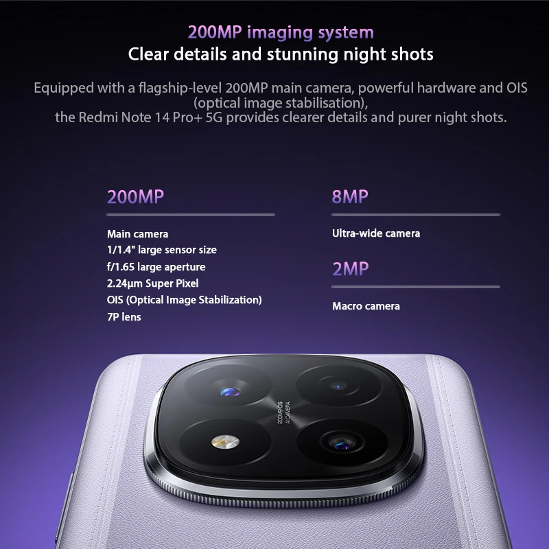World Premiere Global Version Redmi Note 14 Pro+ 5G Smartphone Snapdragon 7s Gen 3 200MP Rear Camera 120W HyperCharge IP68 5