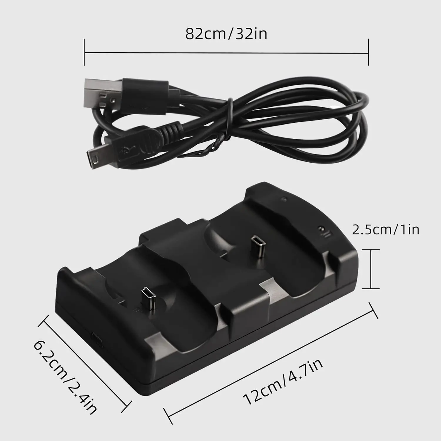 PS3 컨트롤러 충전기 스테이션, PS3 오리지널 무선 듀얼 컨트롤러용 충전 도크 및 LED 조명 표시 기능이 있는 이동 컨트롤러