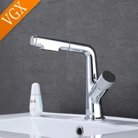 VGX มัลติฟังก์ชั่ก๊อกห้องน้ำดึง Pengaduk Baskom ก๊อกน้ำอ่างล้างจาน Gourmet อ่างล้างหน้าก๊อกน้ำแตะ360 ° Tapware Crane ทองเหลือง 6