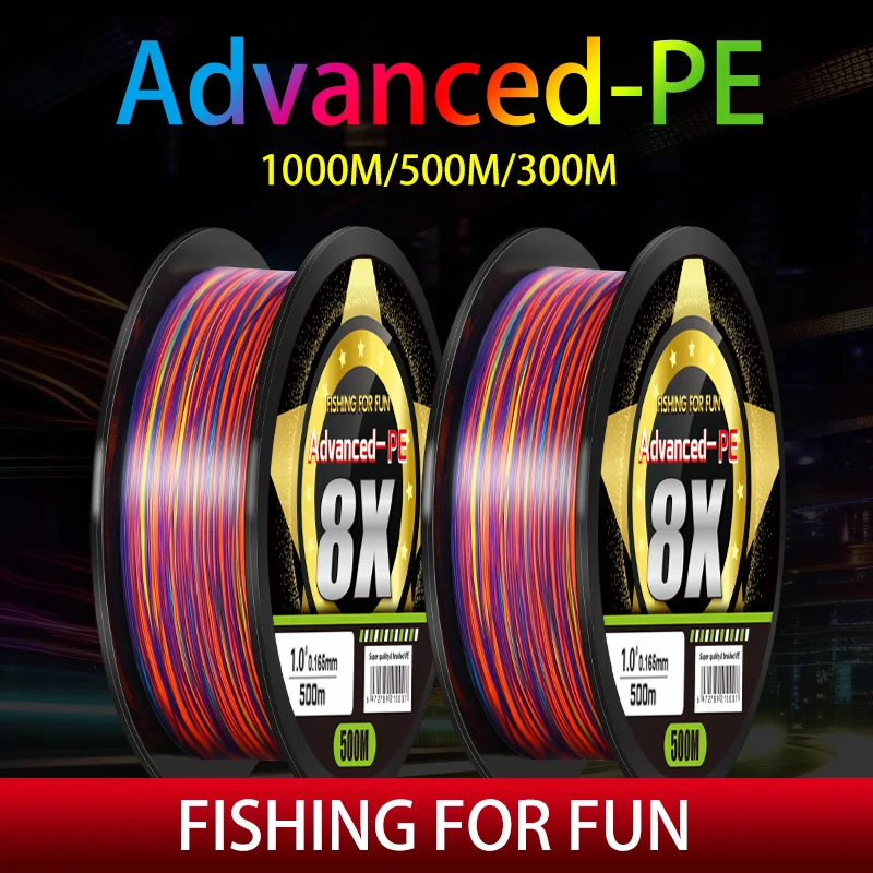 

8 Strands Braided Fishing Line Japan High Quality Multifilament PE 1000M 500M 300M Super Strong Multicolor Fishing Wire For Carp