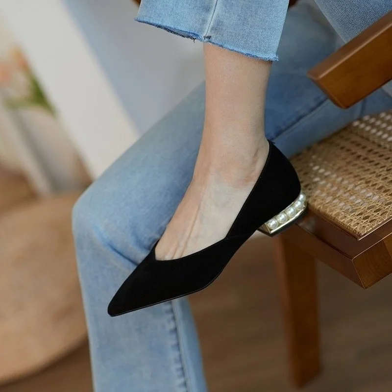 Comemore Summer Women Pumps Low Heel Slip on Shoes for Girls Elegant Ballet Flats Office Ladies Leather Loafer Moccasins 39 women loafers