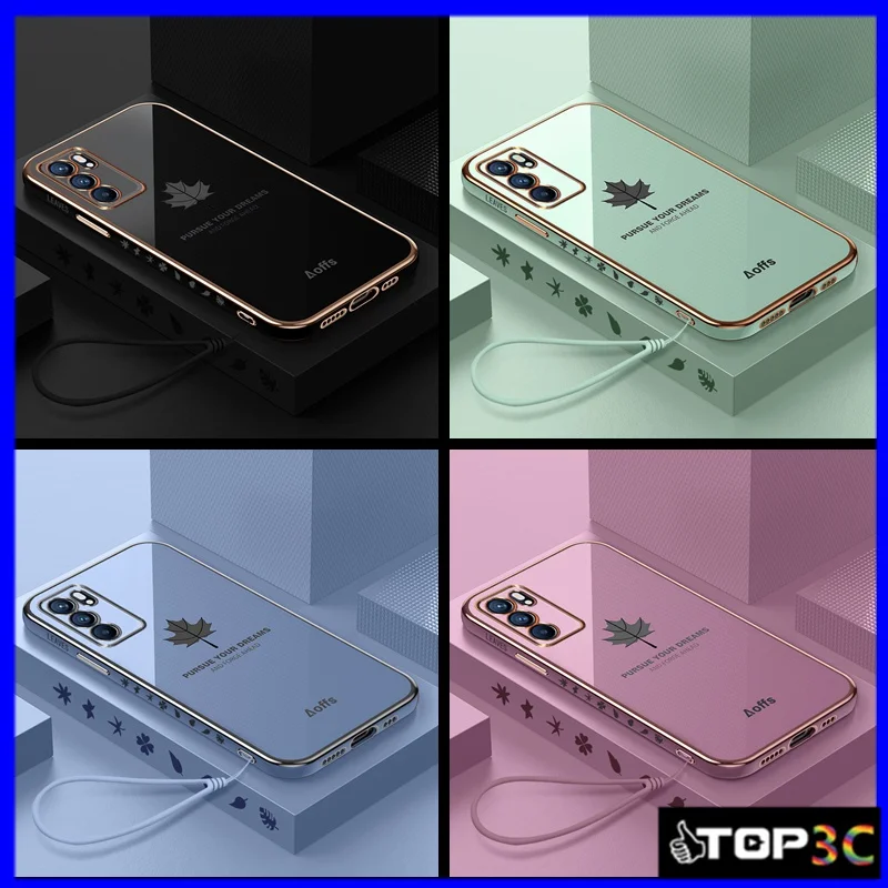 

Для OPPO A16 с прямыми краями и кленовыми листьями