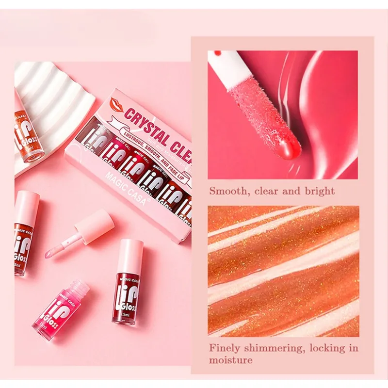 6pcs/set Hydrating Jelly Lip Oil long-lasting Moisturizing smooth shimmering Lip Hydrating Liquid Makeup Tool Gift