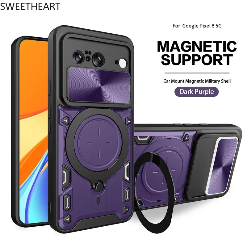 Coque rigide à absorption magnétique et antichoc pour objectif d'appareil photo Pixel 8, 8A, 8Pro, 9, 9ProXL_voghion.com