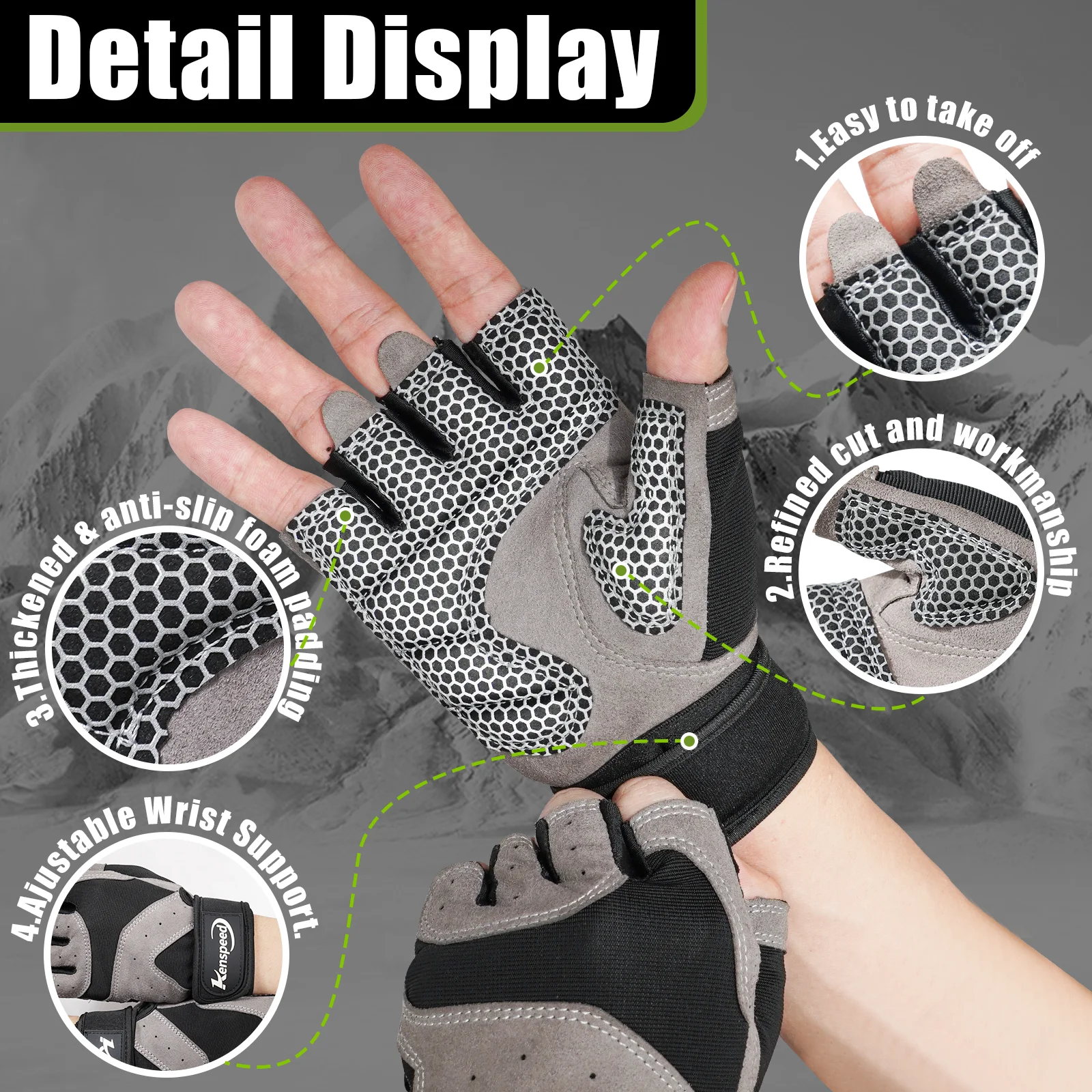 Fitness Gloves Wristband Support for Gym Workout - Weightlifting, Training, Durable & Breathable, Men & Women Gym Gloves 4