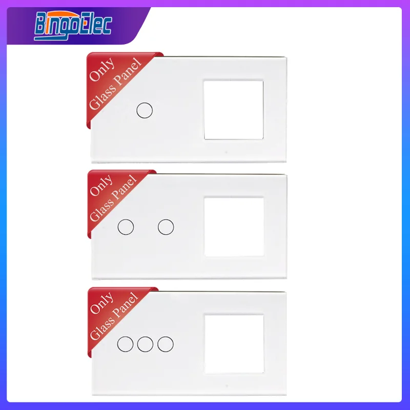 Bingoelec Padrão da ue Interruptor de Vidro Cristal Quadro Tomada Parede Faça Você Mesmo Parte Melhoria da Casa Branco Preto Glod Cinza 157 mm