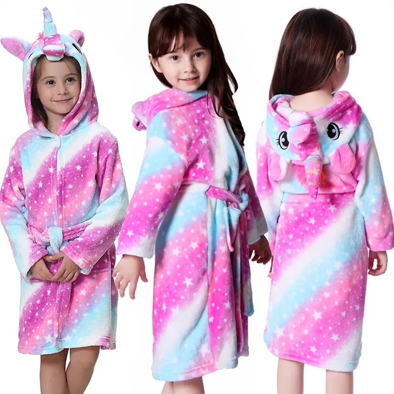 Kids Pajamas Set Child Bathrobe Kids Robe Winter Kids Unicorn Robe for Girls Boys Sleepwear