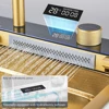 Golden Multifunctional Kitchen Sink Digital Display 304 Stainless Steel Waterfall Kitchen Sink with Soap Dispenser 5