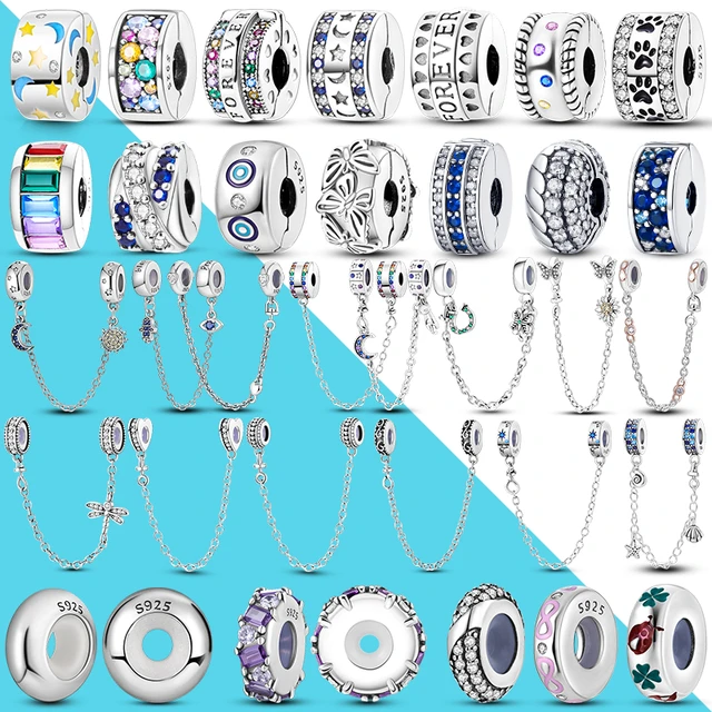925 Sterling Silver Clip Charms Fit Original Pandora Bracelet DIY Silicone  Stopper Bead For Bangle Making - AliExpress