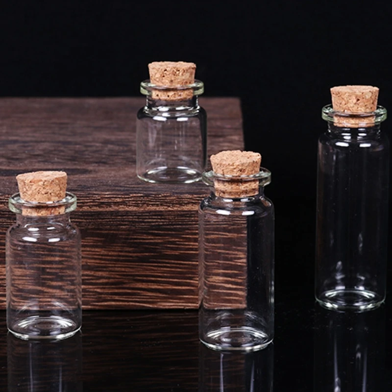 Hot Sale 30Pcs 0.5mL 1mL 5mL 6mL 20mL 30mL Mini Small Tiny Clear Cork Stopper Glass Bottles Vials Grocery