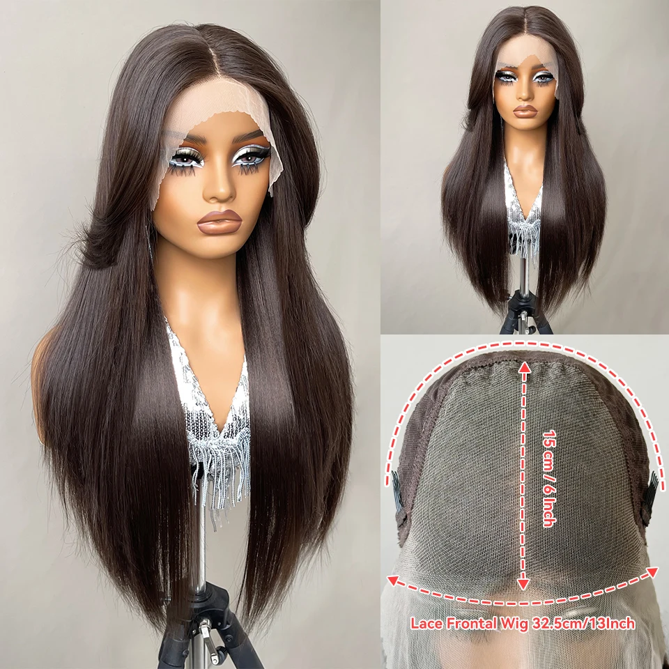 30Inch 13x6 Synthetic Lace Front Wigs Long Straight Blonde Wig For Black Women Natural Ombre Brown Cosplay Highlight Lace Wig