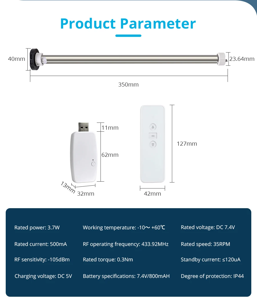 recarregável, Wi-Fi, Zigbee, Dongle USB, tubo, 17, 25mm