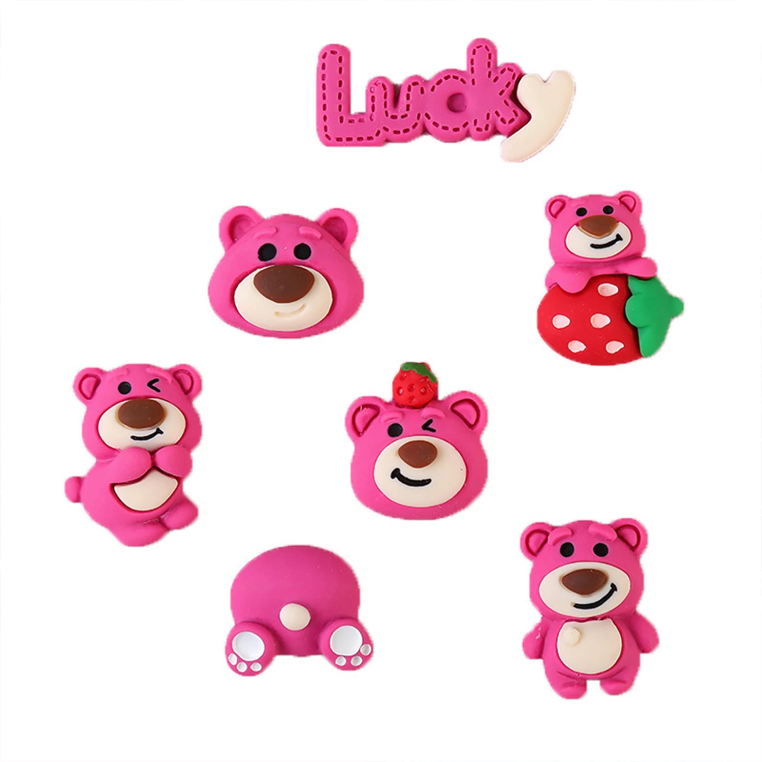딸기 곰 자동차 장식품 Lotso 스타일 자동차 계기판 장식 후크 수지 소재 매달려 장식