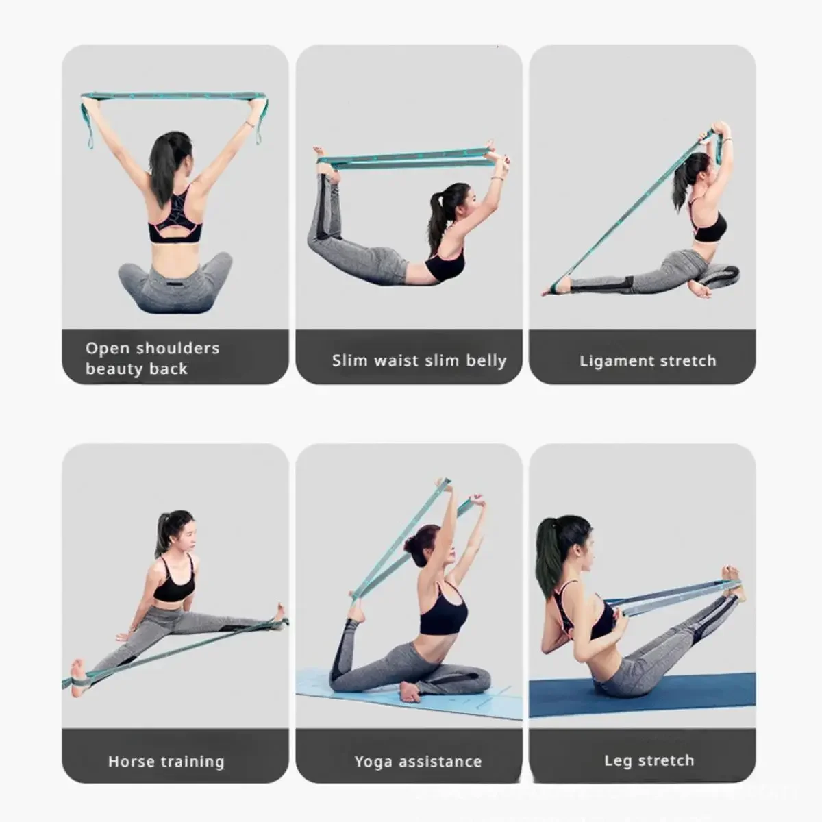 Yoga Stretch Assist Strap 9 Loops Leg Stretch Band Elastic Belt Pilates Dance Gymnastics Workout Kids Dancing Assistance
