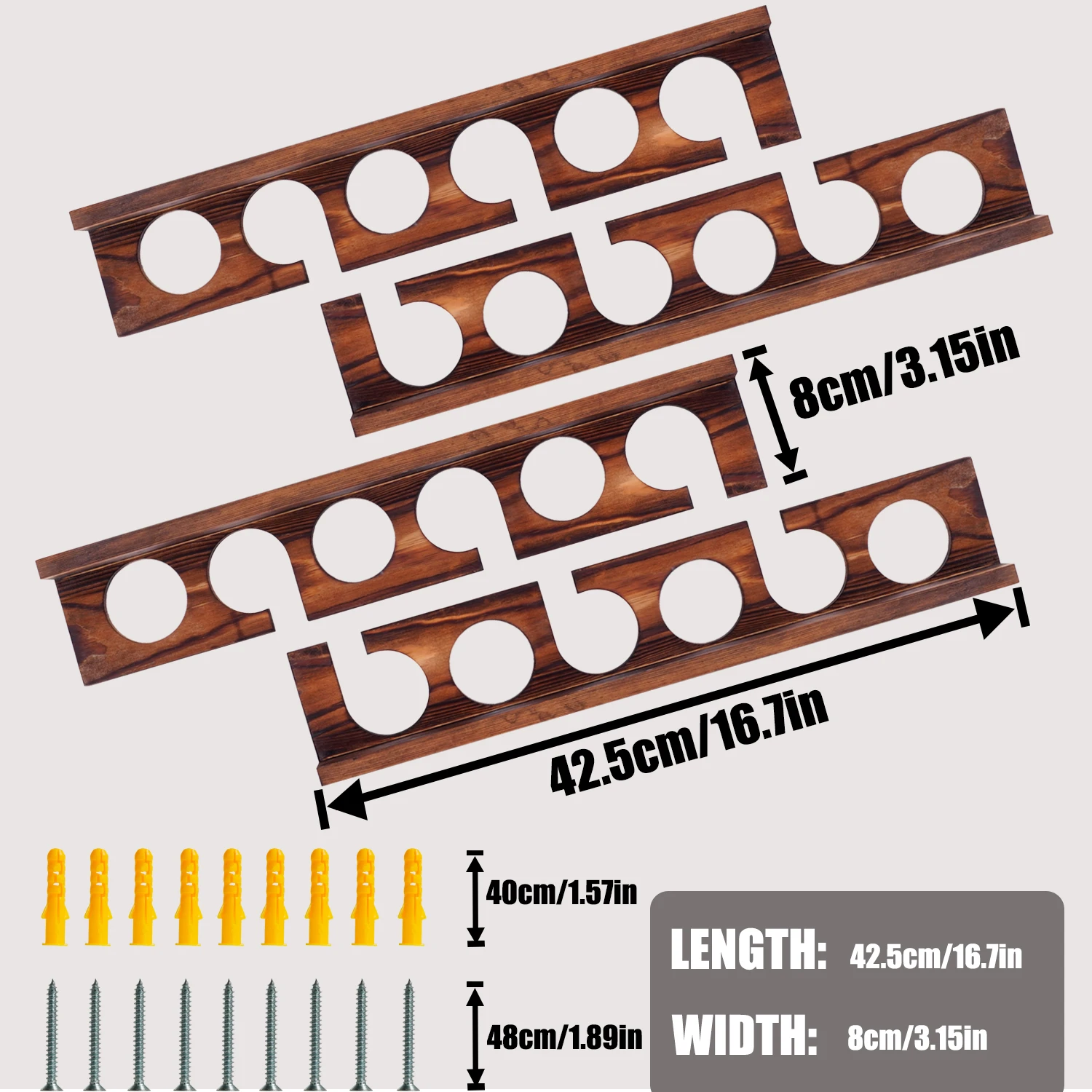 SAMOLLA 2set 12 Rod Capacity Fishing Rod Rack Anti Corrosion Solid Wood Fishing Gear Pole Racks Wall