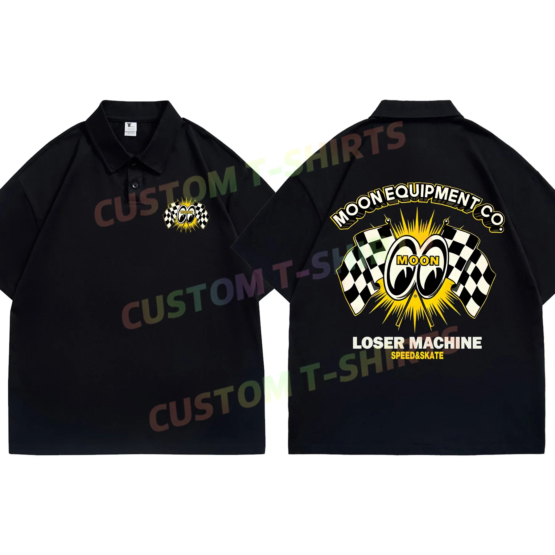 

Summer Cotton Mooneyes Moon Equipped Speed Polo Shirts Casual Oversized T Shirt for Men Breathable Hip Hop Streetwear M-5XL