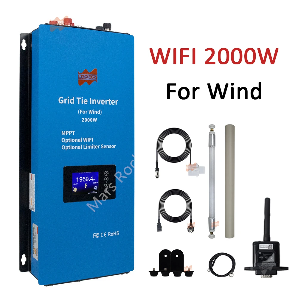 Inverter Eolico Mppt Trifase 2000W 48V 240Vac Con Limitatore Su Inverter Grid Tie Con Carico Di Scarico Wifi Lcd Da Dc22-90V A Ac95-265V