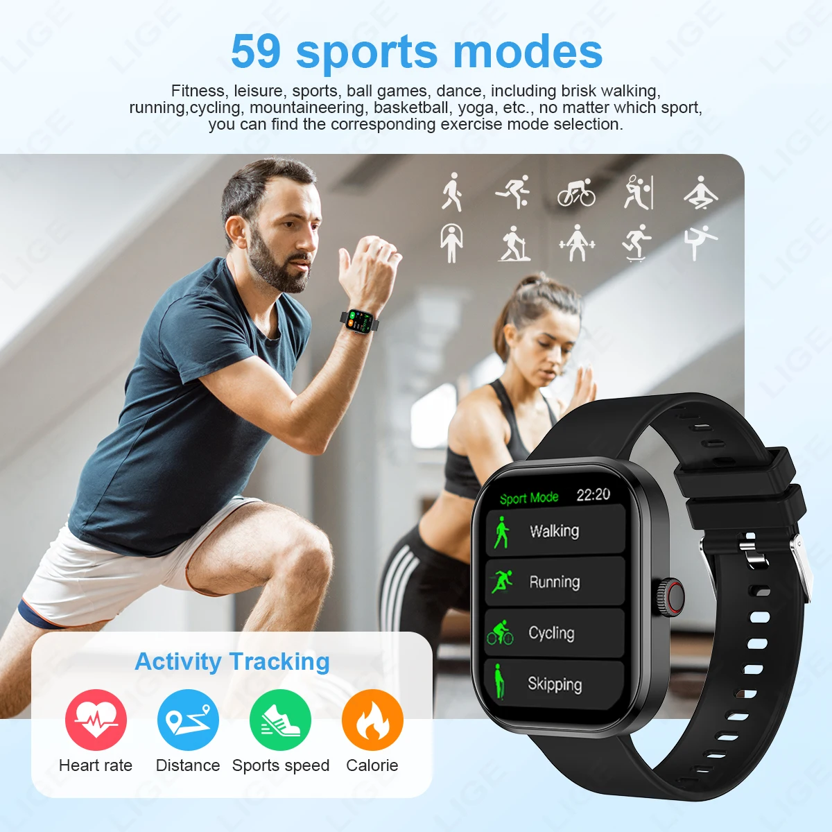 LIGE Multifunctional Smartwatch For All Smartphone Connections Men Bluetooth Call Life Waterproof Watch Sport Smart Watch Women