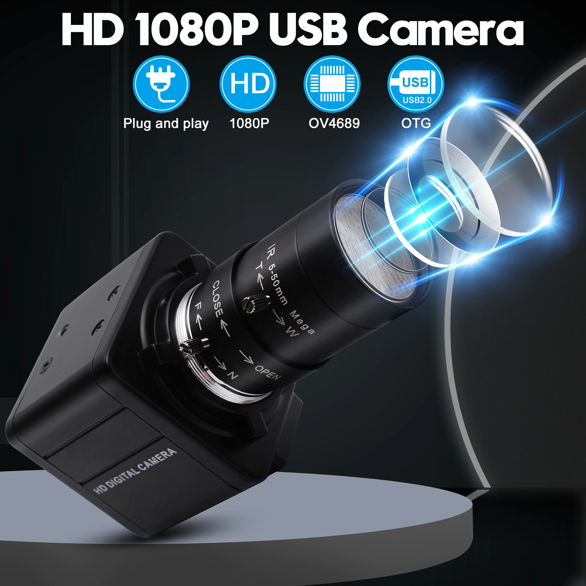 ELP 고속 카메라 260fps 120fps 60fps 1080p 720p 수동 줌 웹캠 OV4689 UVC 플러그 플레이 PC USB 카메라, 모션 비디오용