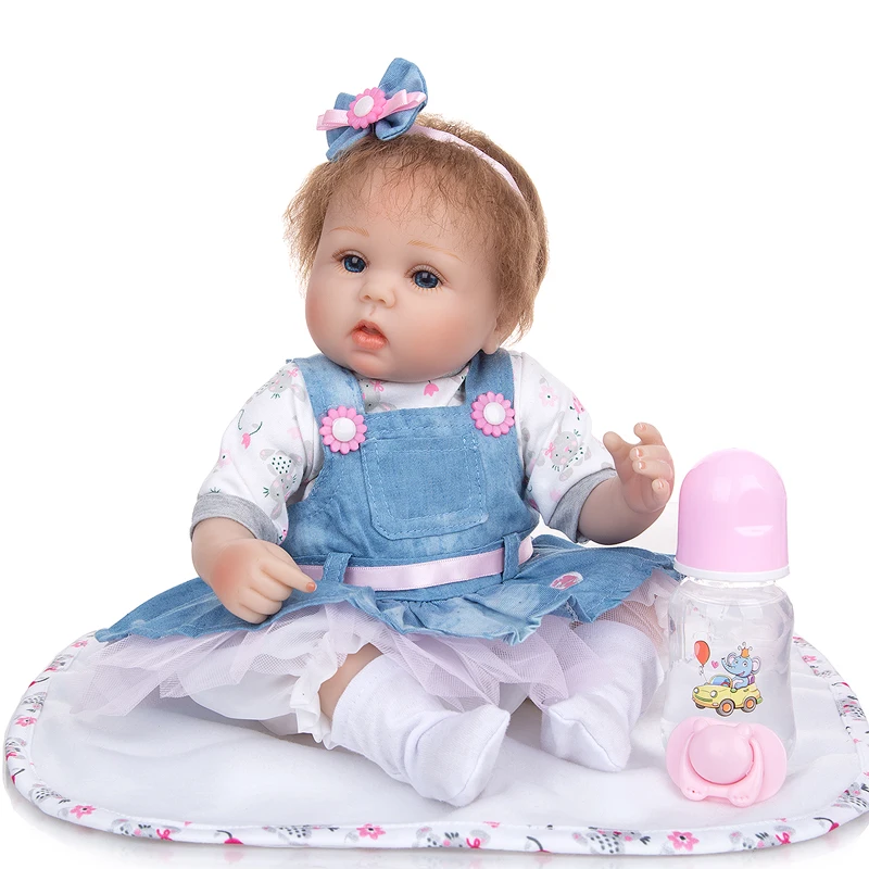 

43cm Brown Hair Reborn Baby Doll Adorable Soft Lifelike Simulation Bebe Toys for Girls
