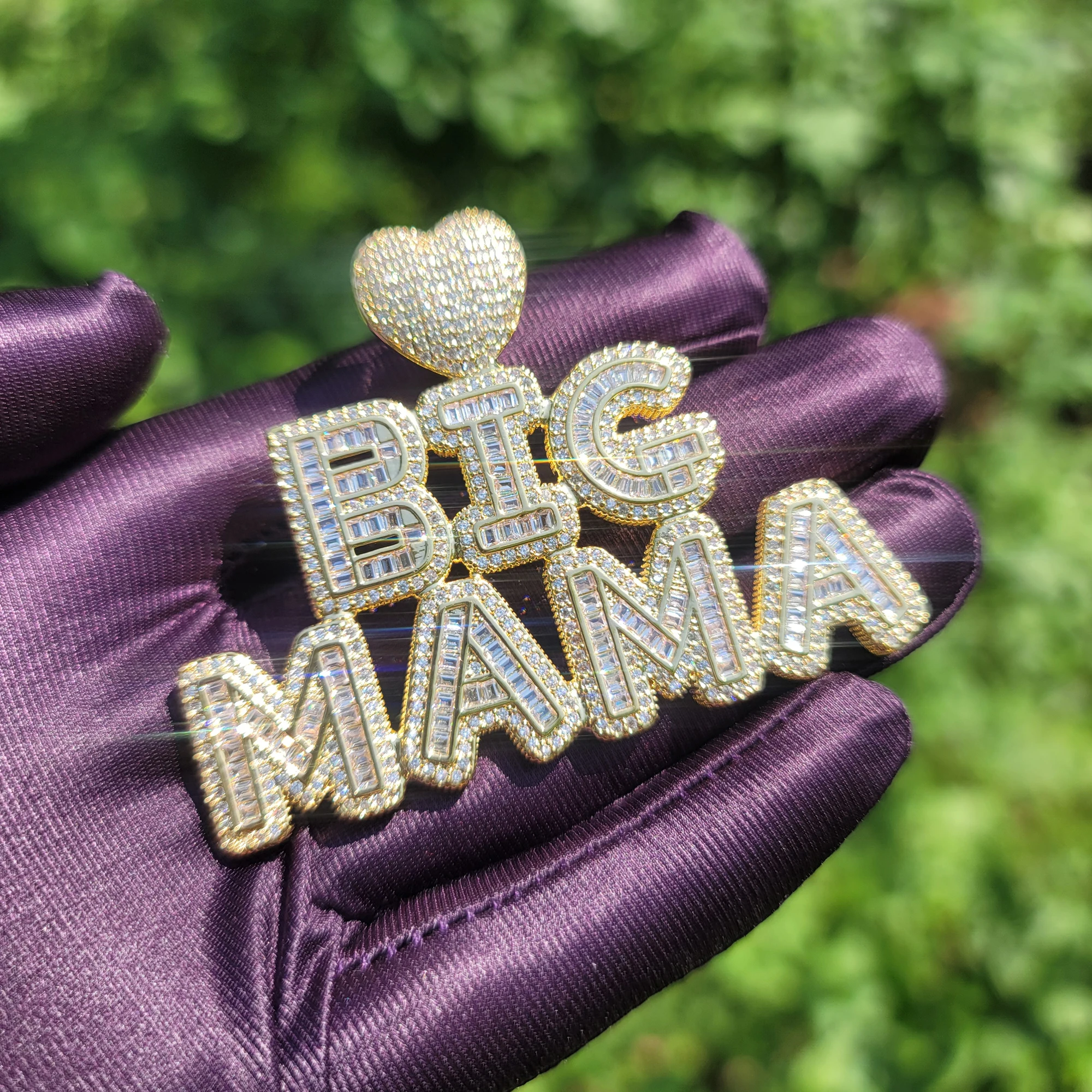 Personalized Stacked Words Pendant With Mini Cuban Chain Custom Heart Bail Letters Necklace Birthday Gift For Her Mother's Day