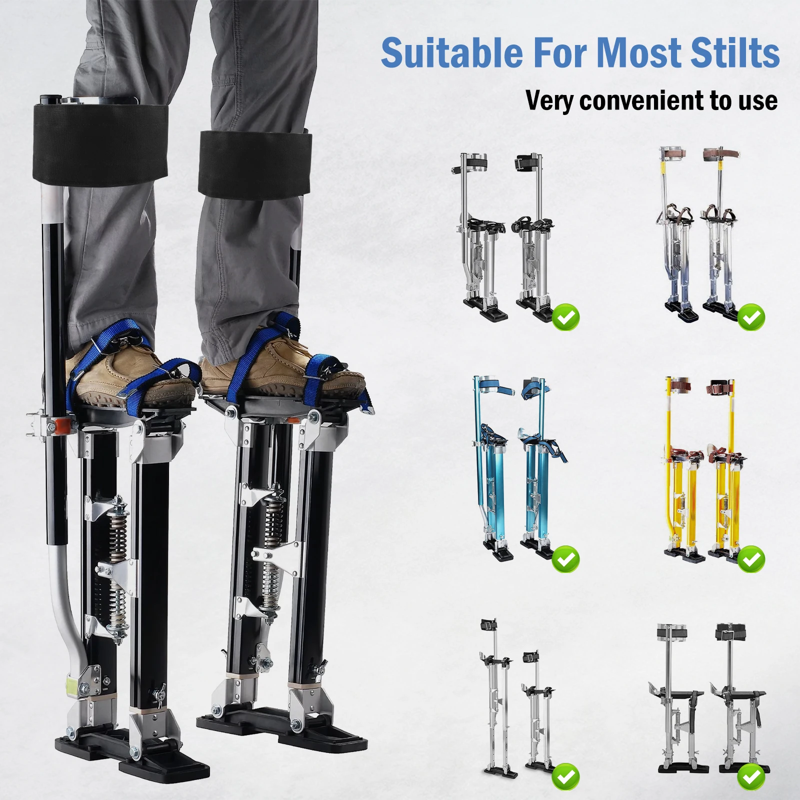 Adjustable 4inch Wide Padded Stilt Leg Strap Nylon Dry Wall Stilt Strap Reusable Stilt Accessories for All Stilts Brands 4