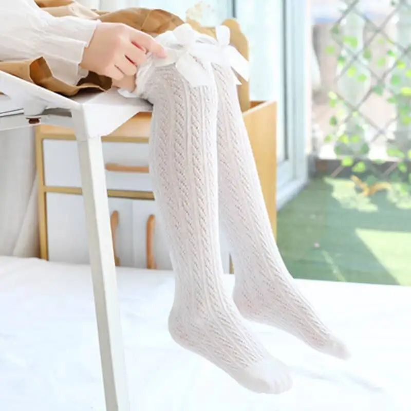 1-12Y Girl Children Cute Princess Solid Color Lace Bow Tie Patchwork Girls Knee High Long Socks Girls Knee Socks Baby Kid Socks 1
