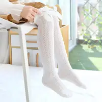 1-12Y Girl Children Cute Princess Solid Color Lace Bow Tie Patchwork Girls Knee High Long Socks Girls Knee Socks Baby Kid Socks 1