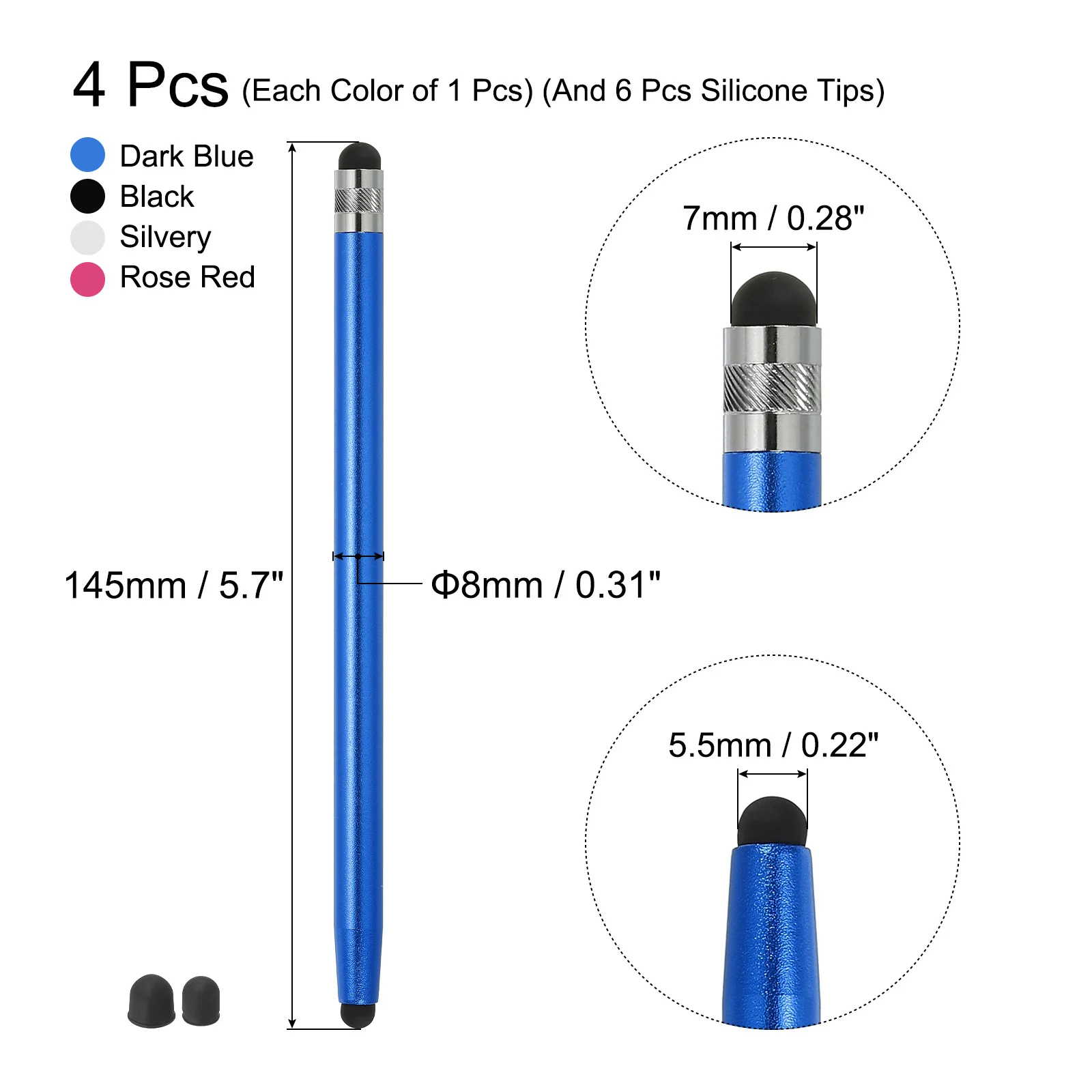 Ipad Stylus 6-Pack Colorful Stylus Pens For All Touch Screens