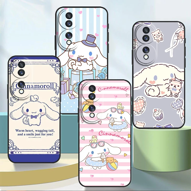 

Cinnamoroll Cartoon For Honor 80 70 60 50 30 20 20 10 9 9X 9A 9C X8 Pro Plus Lite 4G 5G Soft Silicone Black Phone Case Fundas