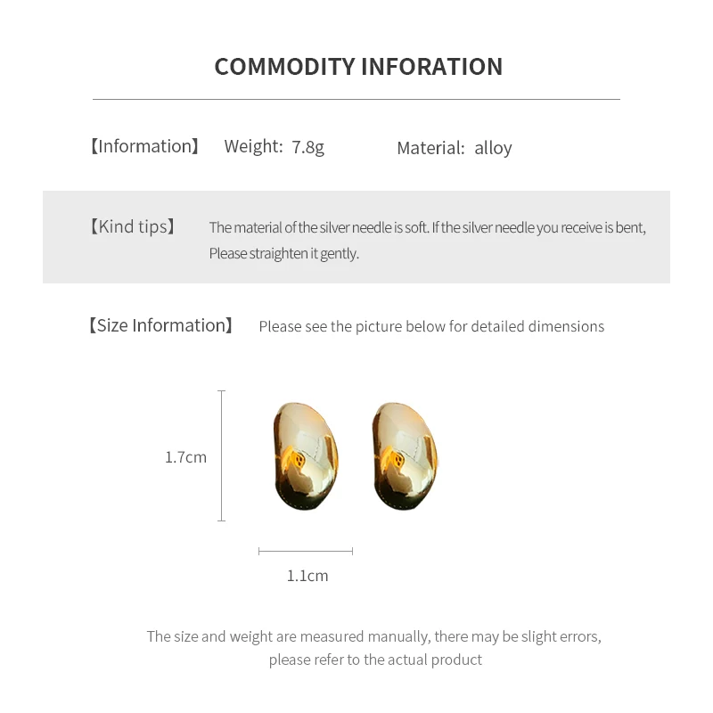 Stud Earrings Minimalist Metal Small Bean Shape Heart Shaped Water Drop Shaped For Women
