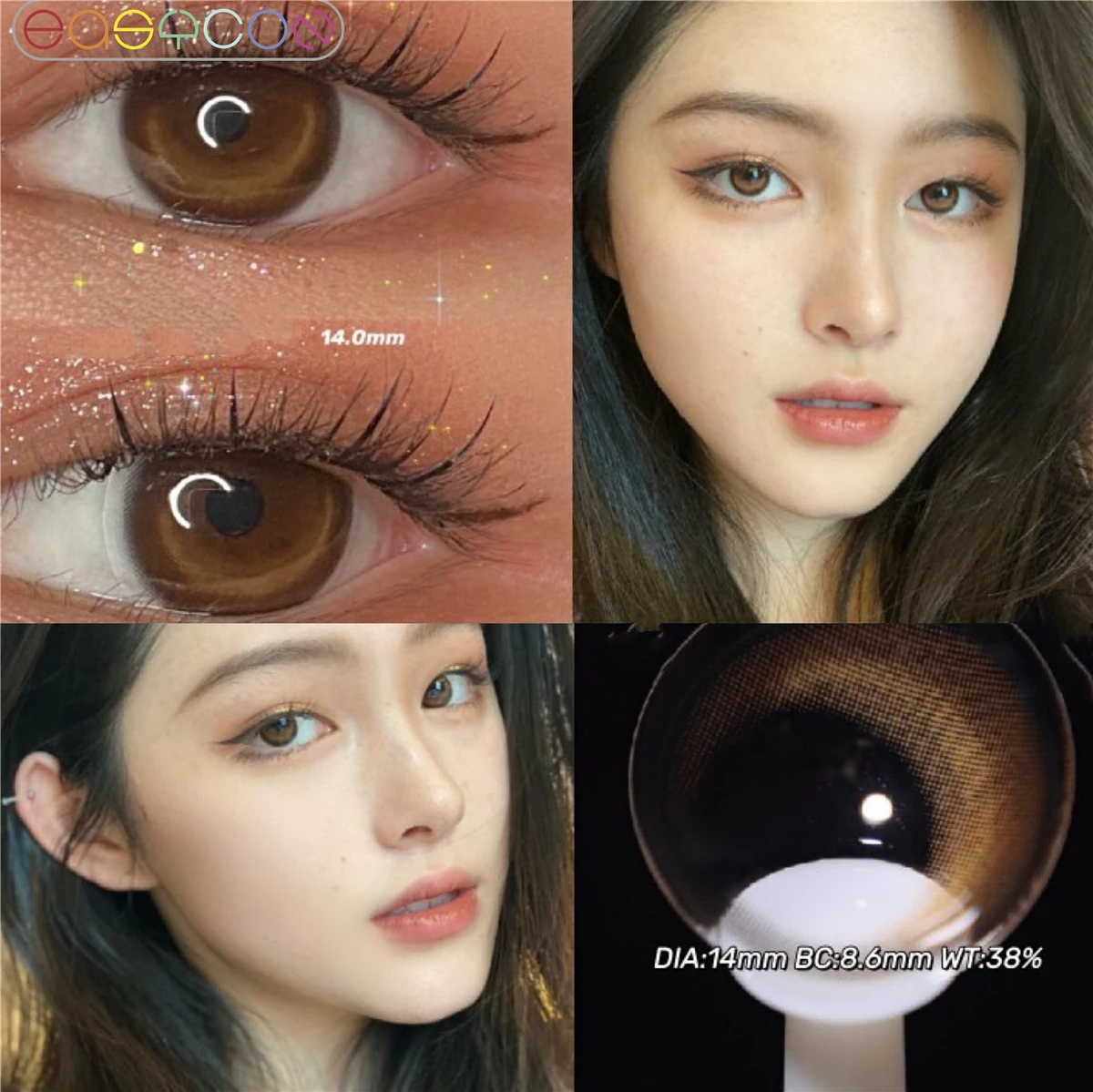 

EASYCON half brown moon Colored Contact Lenses for eyes Yearly Natural Looking Makeup small pupil exclusive 2pcs/pair soft Eyes