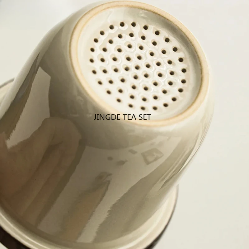 Mountain and River Grass Grey Tea Set 1 Pot 3 Cups Camping Travel Tea Set Portable Handbag Tea Accessories