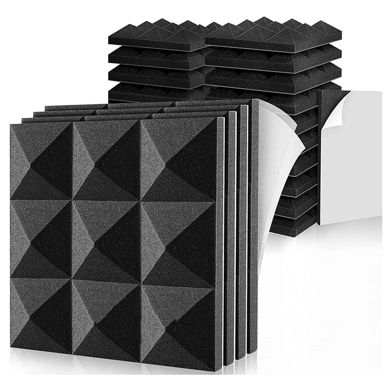 

Acoustic Foam Panels Of 24 Pack,Self-Adhesive Sound Proof Foam Panels 2 X 12 X 12Inch,For Wall,Music Studio Bedroom Home