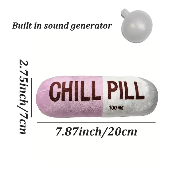 Interactive Plush Pill-Shaped Dog Toy with Squeaker - Durable, Bite-Resistant Chew Toy for Pet Play and Dental Health 6