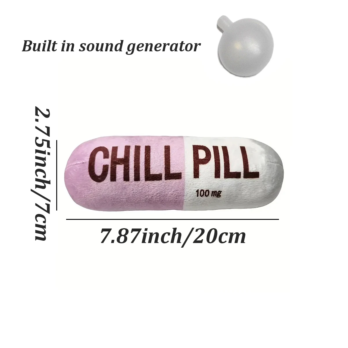 Interactive Plush Pill-Shaped Dog Toy with Squeaker - Durable, Bite-Resistant Chew Toy for Pet Play and Dental Health 6