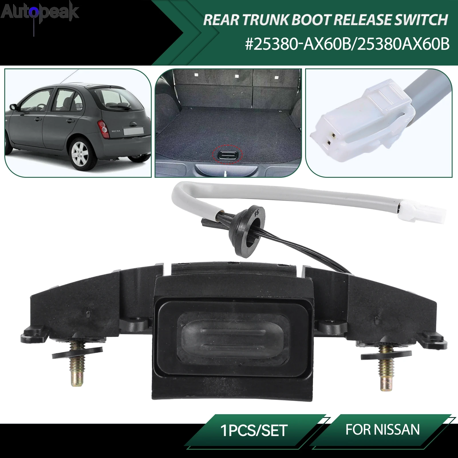 Tailgate Switch Boot Lid Tailgate Trunk Opener Switch 25380-AX60B For Nissan Micra K12 02-10 25380AX60B 25380-AX600 25380-AX610