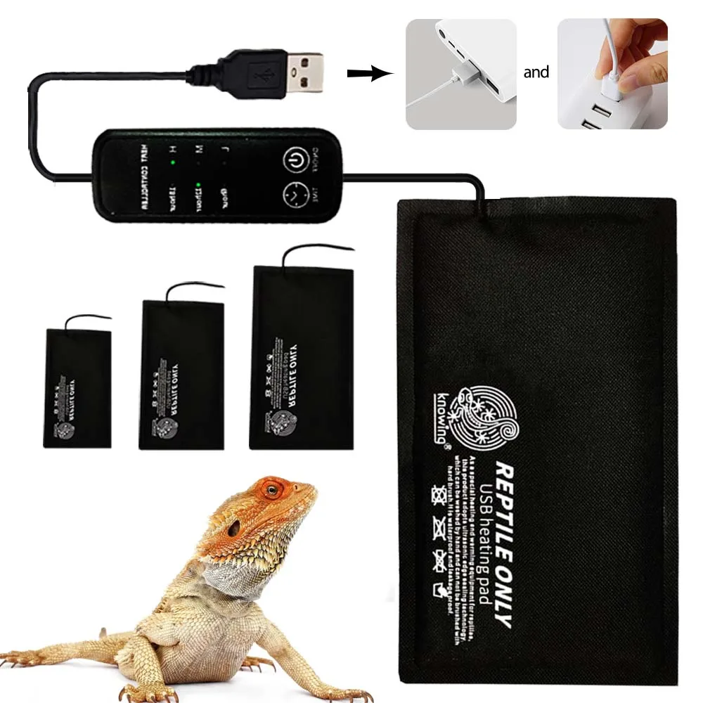 USB Reptile Heat Pad Adjustable Temperature Control Lizard Terrarium