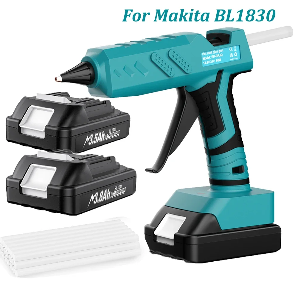 80W Cordless Hot Glue Gun For Makita 18V Battery BL1815 BL1830 BL1840 BL1850 With 10pcs 11mm Glue Sticks Electric Repair Tool