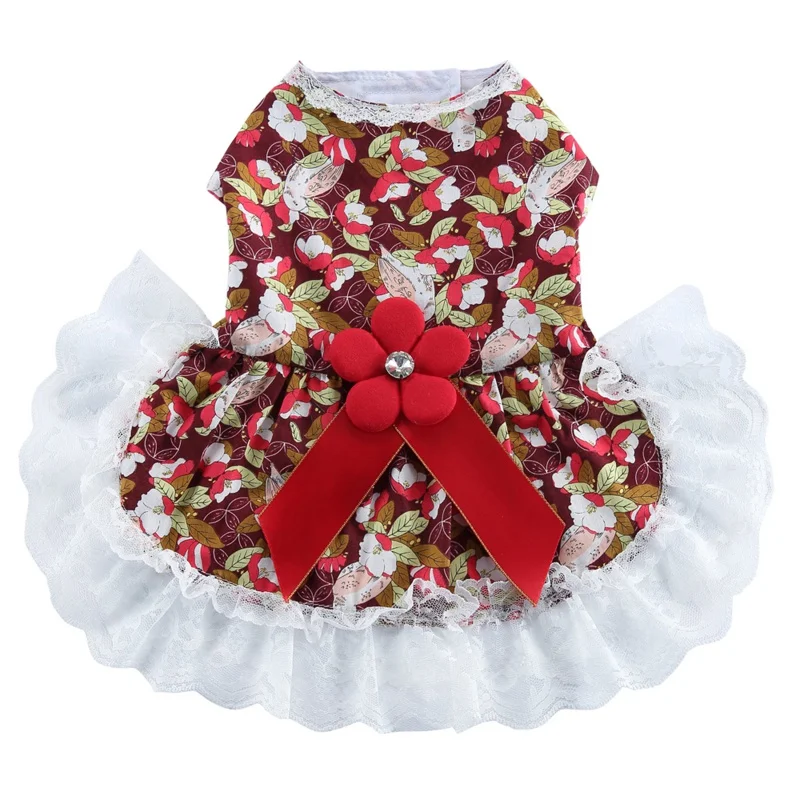Dog Dress with Bowknot for Small Medium Dog Cats Summer Pet Dresses