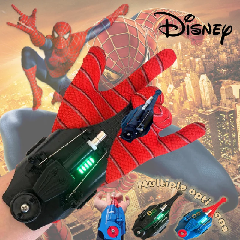 Lanzador giratorio de Spiderman de Disney para niños, juguete con  tecnología negra de lanzamiento de seda Araña, novedad - AliExpress