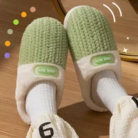 Winter Home Cotton Slippers Thick Sole Simple Design Fashion Style Keep Warm Indoor Antislip Shoes 2