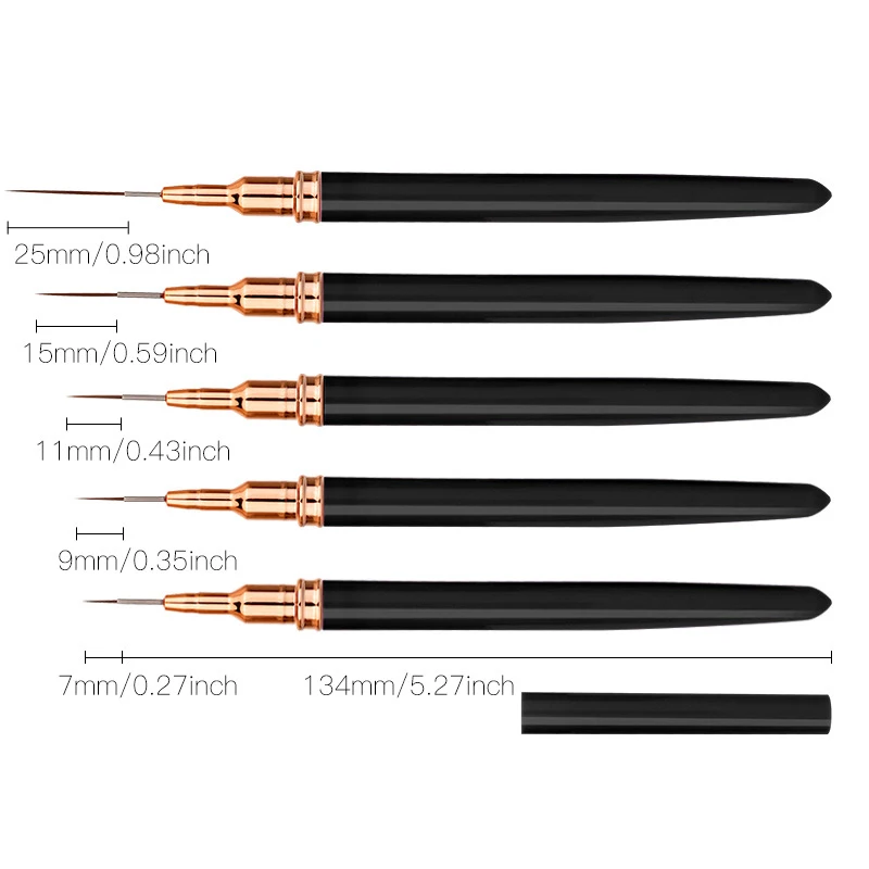 Professional Nail Art Liner Brush Set - 5-Piece Kit for Precision Design and Manicure