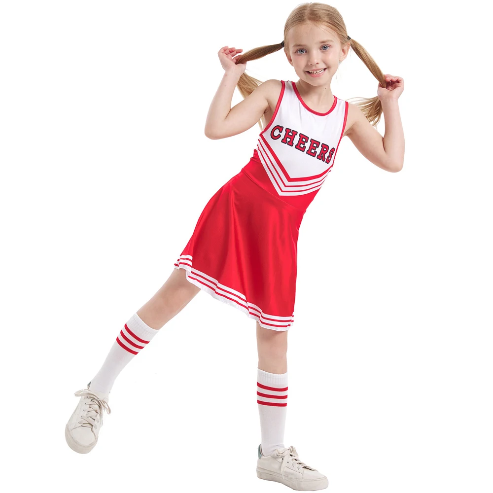 3pcs Summer Children's Tank Top Cheerleading Suit Letter Printing Slim Fit Dress Fancy Sports Set Role Playing Suit XS-XL cheerleading costume