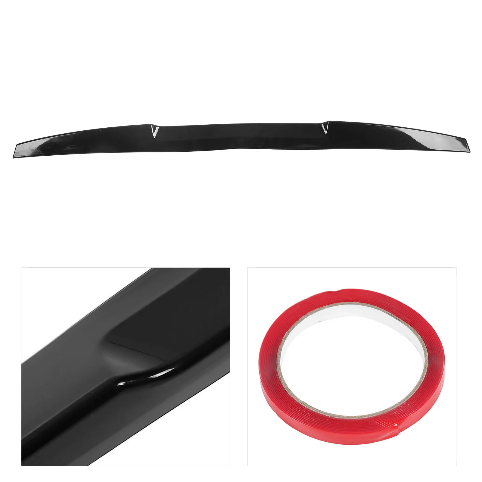 Spoiler Universale In Gomma Per Bagagliaio – Labbro Alare Posteriore Nero 120×7 Cm Con Nastro Adesivo