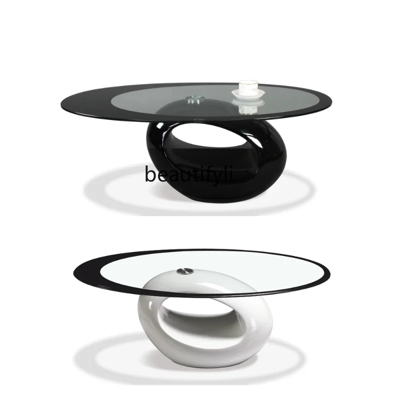 Dubai Coffee Table Large Hole Table Simple Modern Designer Oval Glass