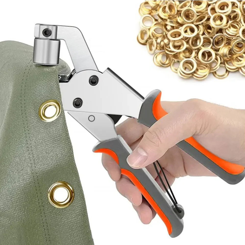 Grommet Tool Kit Handheld Hole Punch Pliers 6/10mm Silver Grommets