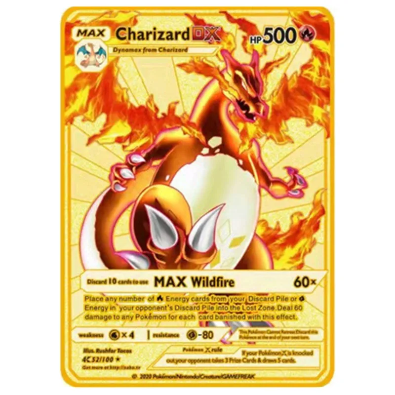 English Version Pokemon Metal Card Anime Figure Pikachu Charizard Mewtwo Battle Trading Game Collection Cards Model Toy Gifts pokemon cards game cards animation game cards anime cards anime trading cards collectible cards