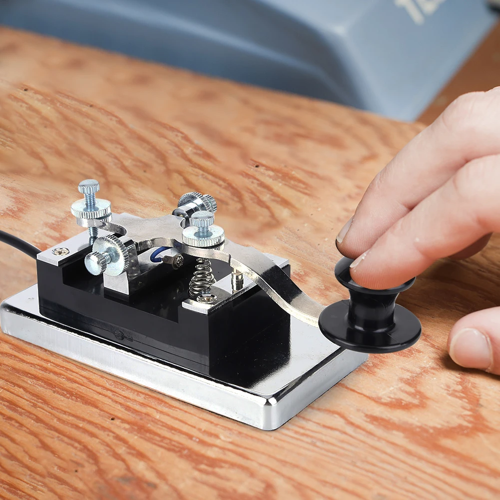 Stainless Steel CW Telegraph Shortwave Radio DIY Telegraphing Key Morse Key Shortwave Radio Communication Teaching Aids